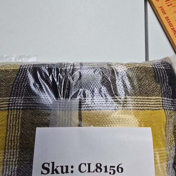 Maeve Shirt Women M/L Yellow Plaid Button Up Embroidered 3/4 Sleeve Flowers Boho - Picture 13 of 14